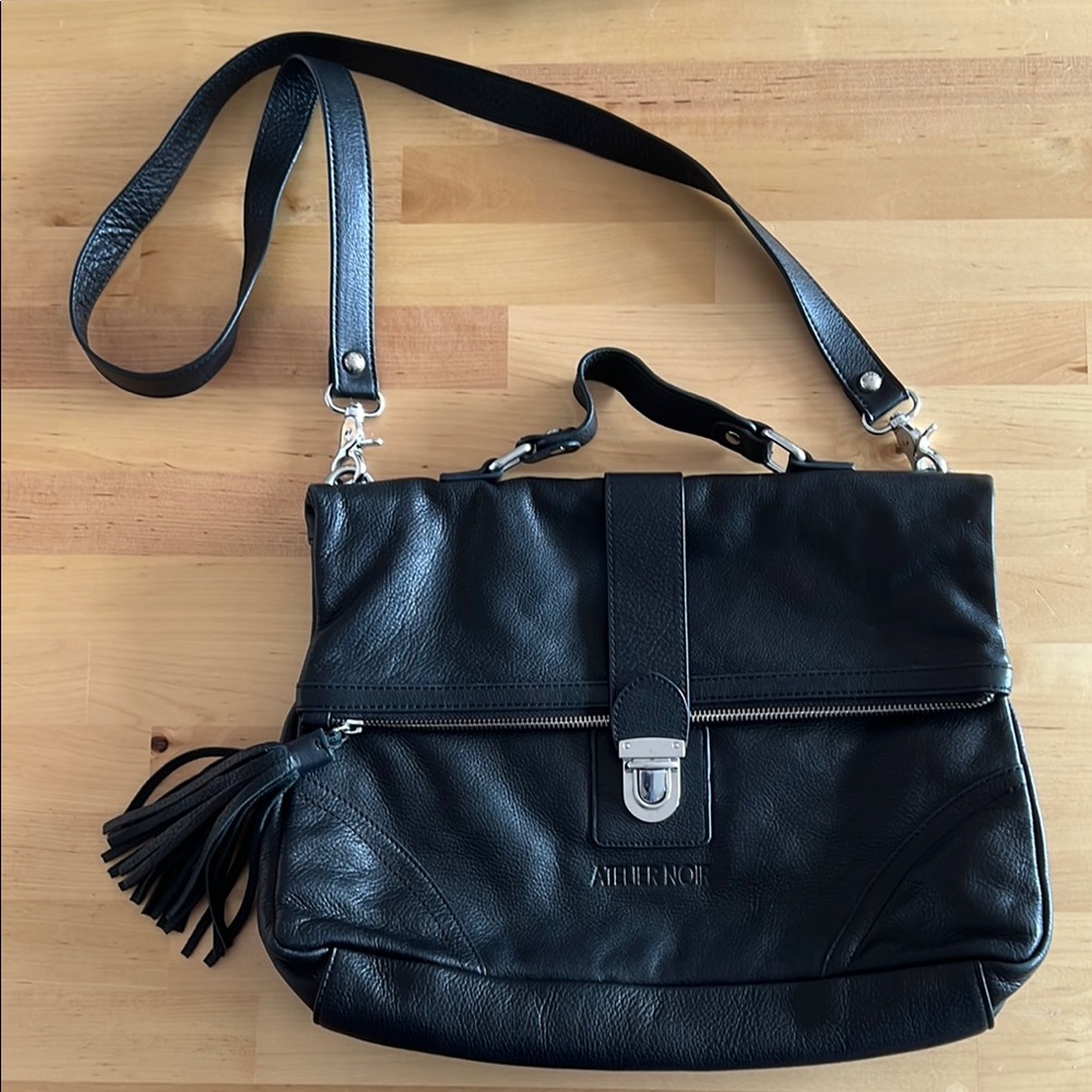 RUDSAK Atelier Noir Black Leather Shoulder Bag